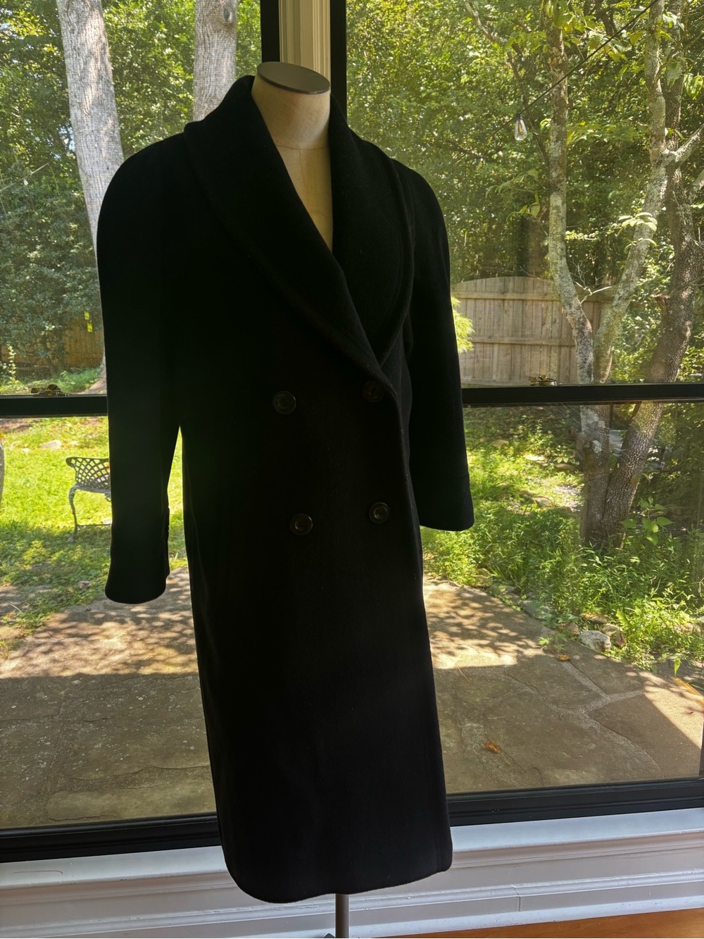 Vintage John Weitz 100% Wool Black Coat - Picture 2 of 12